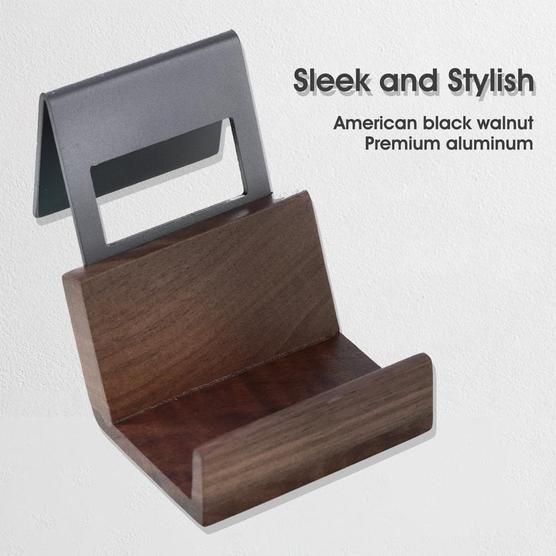 NIRVASH Walnut Controller Wall Mount, Wood Game Controller Holder Stand & Headphone Hanger, Controller & Headset Stand for Xbox, PS5, Remote, Gamer Gifts for Men (2 Pack Grey) - Image 3